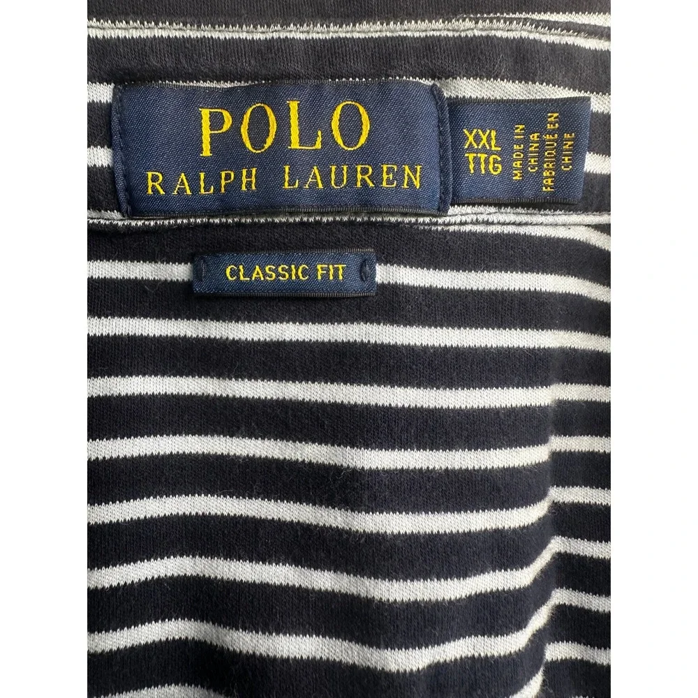 Polo Ralph Lauren Polo Shirt Mens XXL Navy Striped Classic Fit